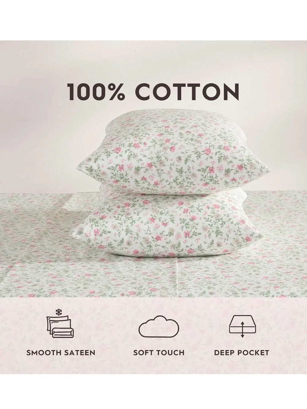 Laura Ashley Pink and Green Floral Full Sheet Set